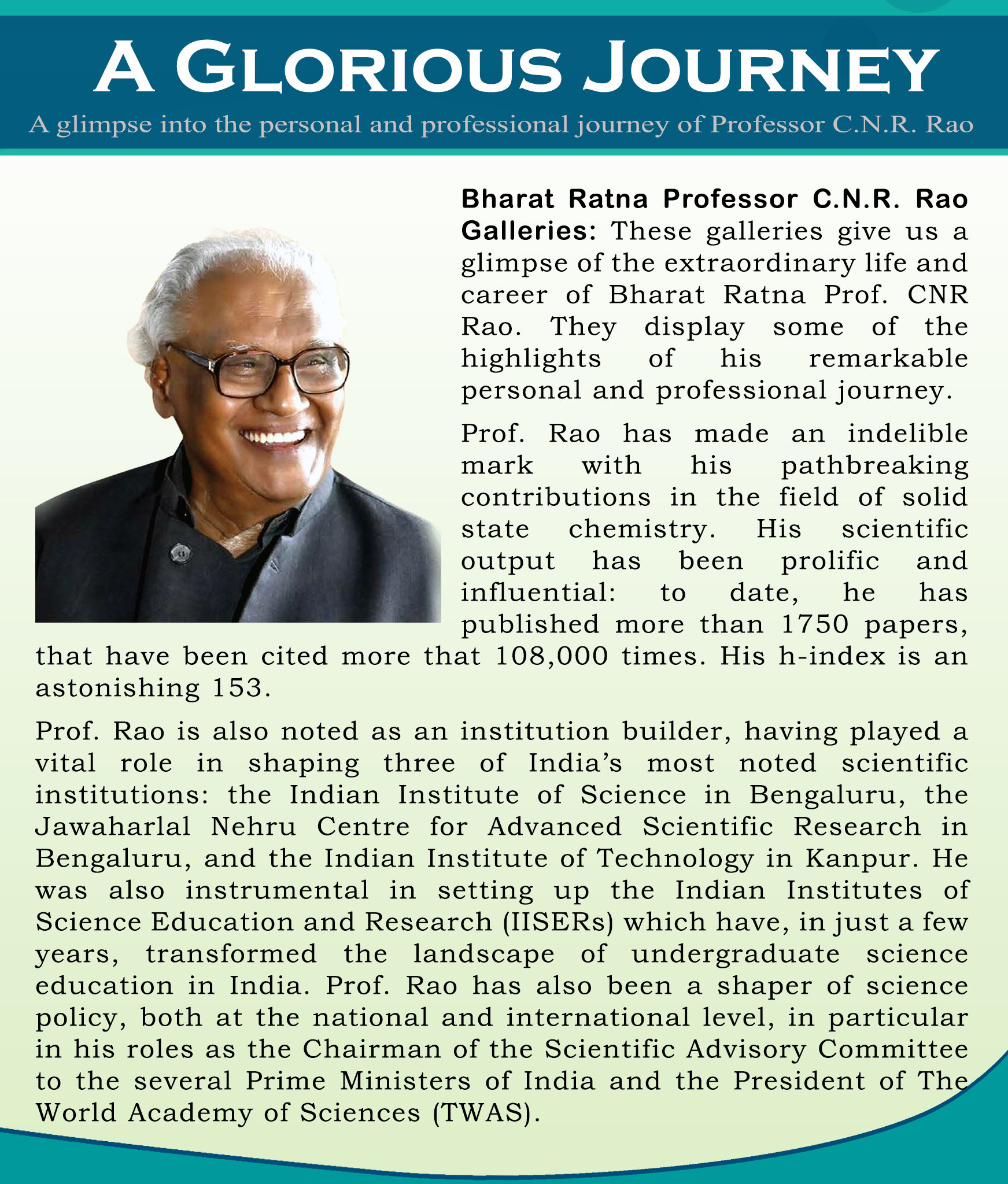 A Glorious Journey, Bharat Ratna Professor CNR Rao 