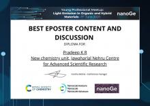  Best poster award in International winter school 2020 and NanoGe LightEm conference 2020.